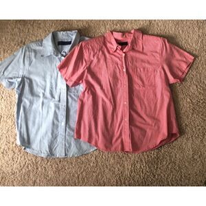 Karen Scott Button‎ Down Tops-Set of 2 Red and Blue EUC